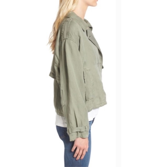 🛍️RAILS Barclay Sage Military Style Cropped Linen Jacket Boxy - Picture 4 of 11